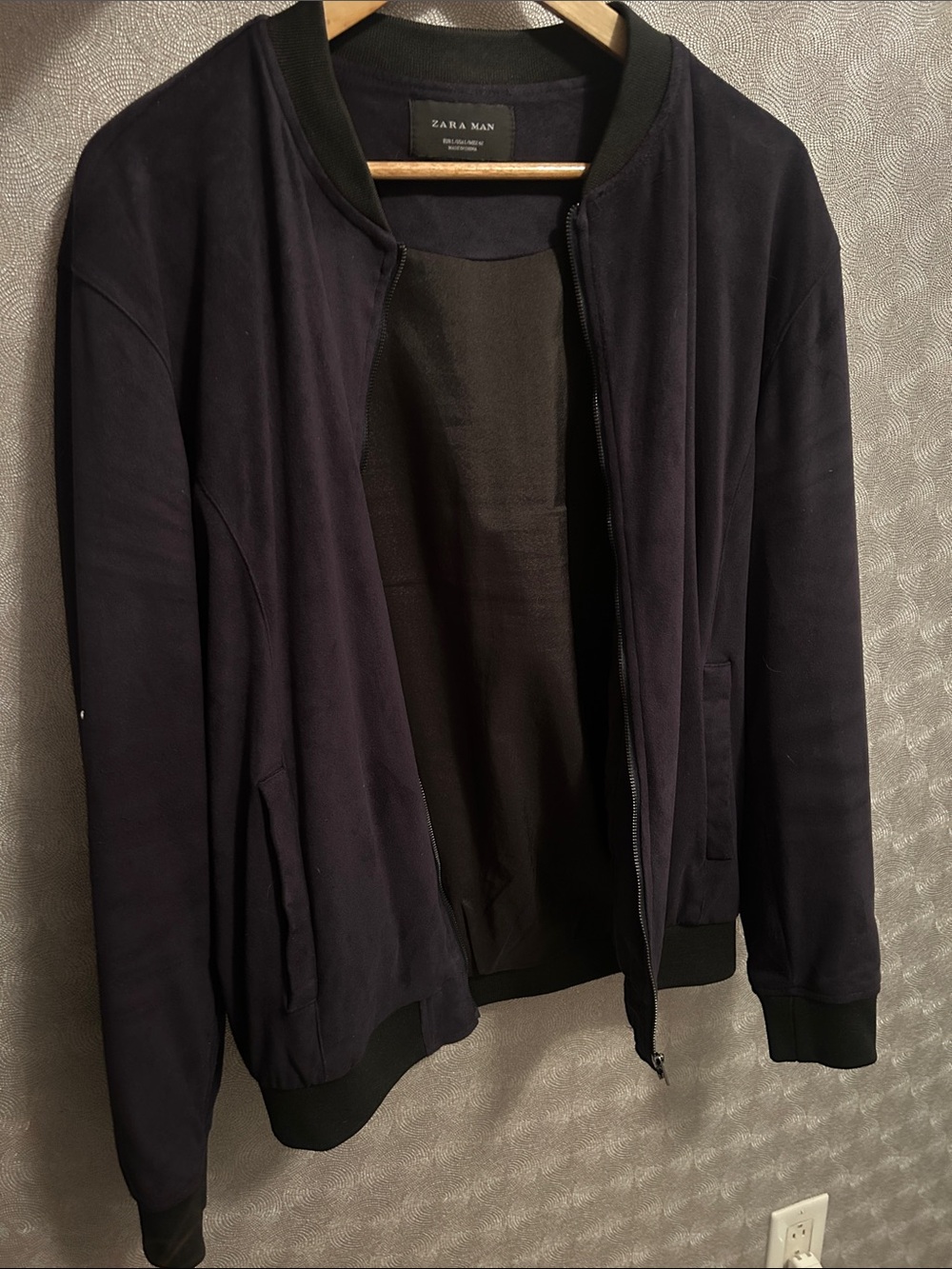 Zara Man Dark Navy Bomber Jacket